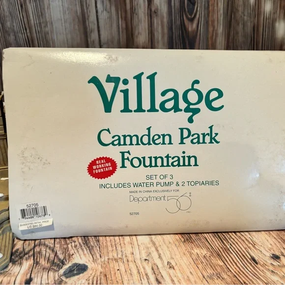 Dept 56 #52705 Village Camden Park Fountain Working Water Fountain with box - Picture 3 of 9